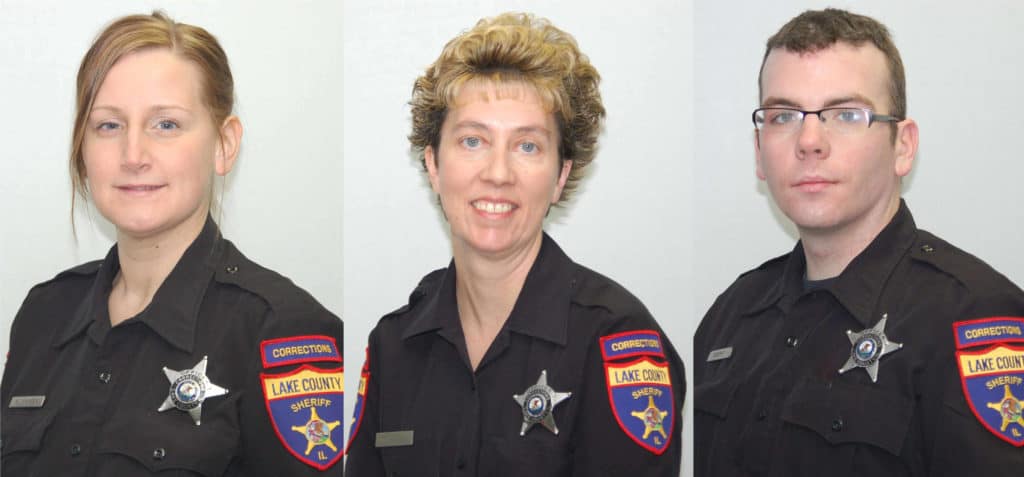 Corrections Officer Karrie Lee (left), Corrections Officer Melissa Dunn (middle), and Sergeant Timothy Specht (right)