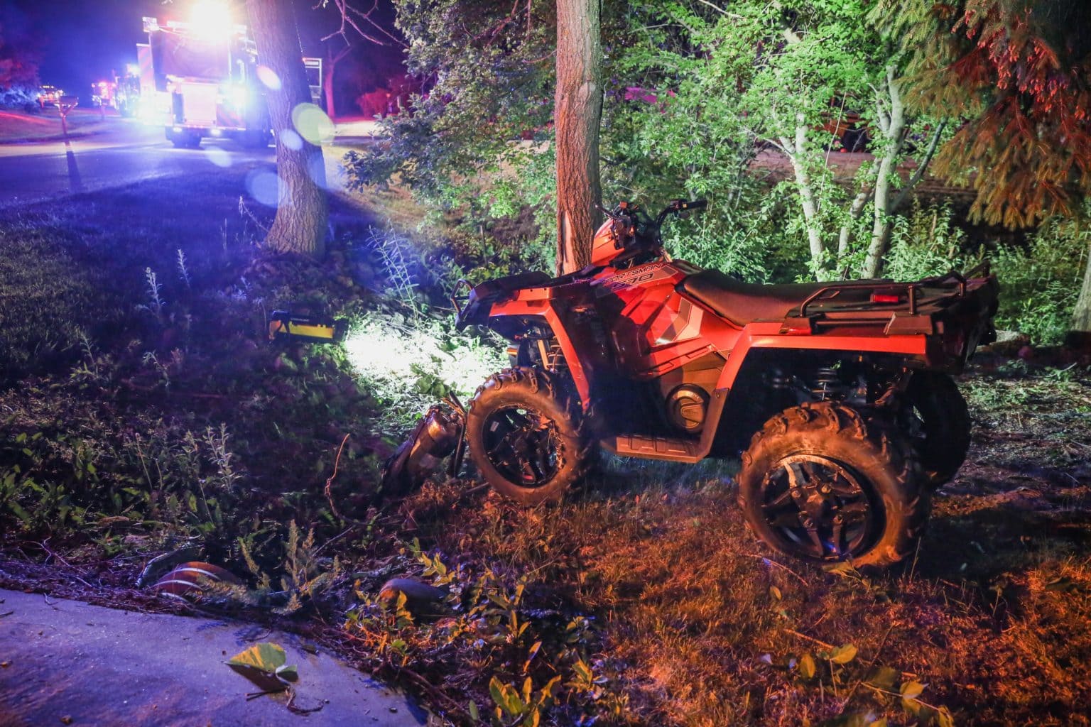 Two victims seriously injured, flown to hospital after ATV hits tree