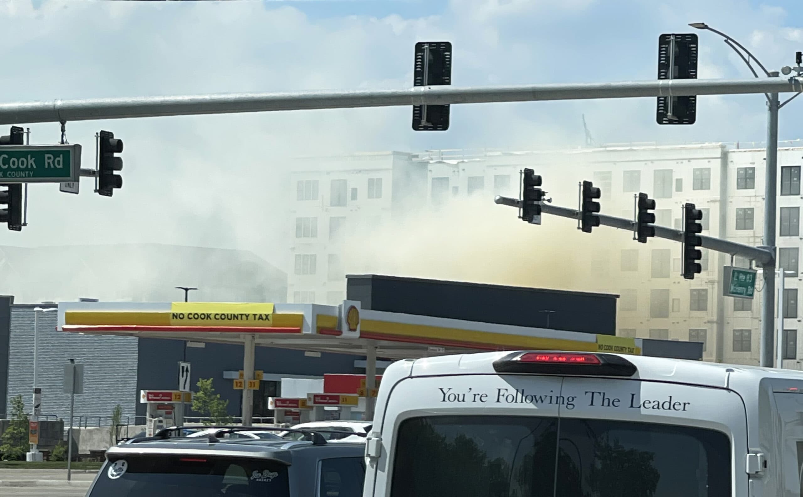 Trailer fully engulfed in flames at construction site of “The Clove” development in Buffalo Grove