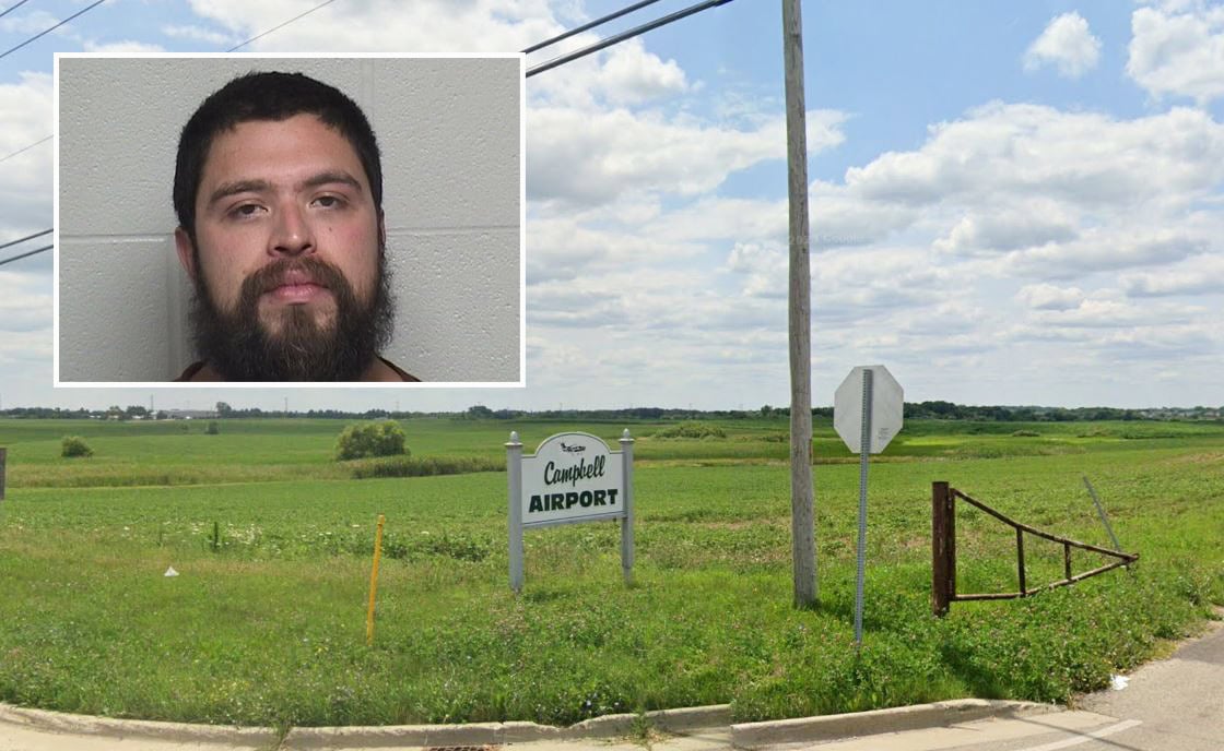 Man drives onto the runway at Campbell Airport near Grayslake, boards the plane and is arrested